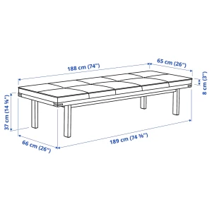 Второе фото. Скамейка с подушкой IKEA STOCKHOLM 2025/СТОКГОЛЬМ ИКЕА, 189х45х66 см, светло-коричневый