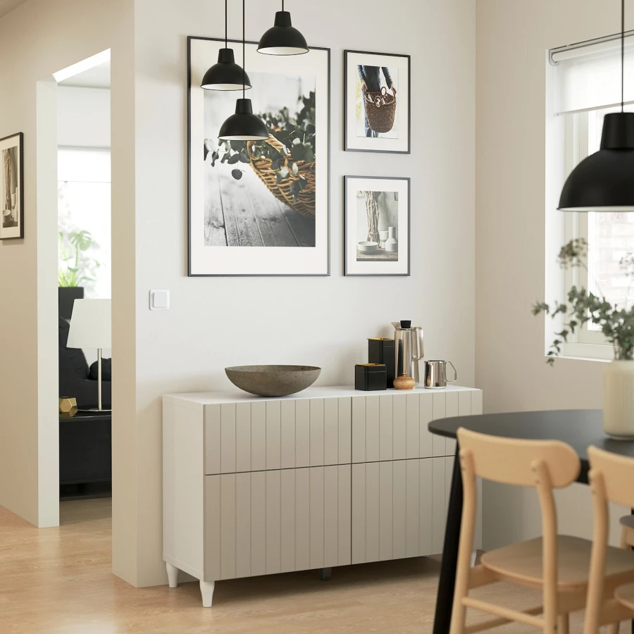 Комбинация для хранения - IKEA BESTÅ/BESTA, 120х42х74 см, серо-бежевый/белый, БЕСТО ИКЕА (изображение №3)