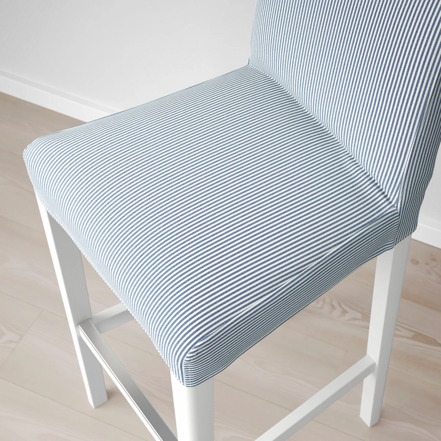 Барный стул со спинкой - BERGMUND IKEA/БЕРГМУНД ИКЕА, 110х45х49 см, голубой (изображение №5)