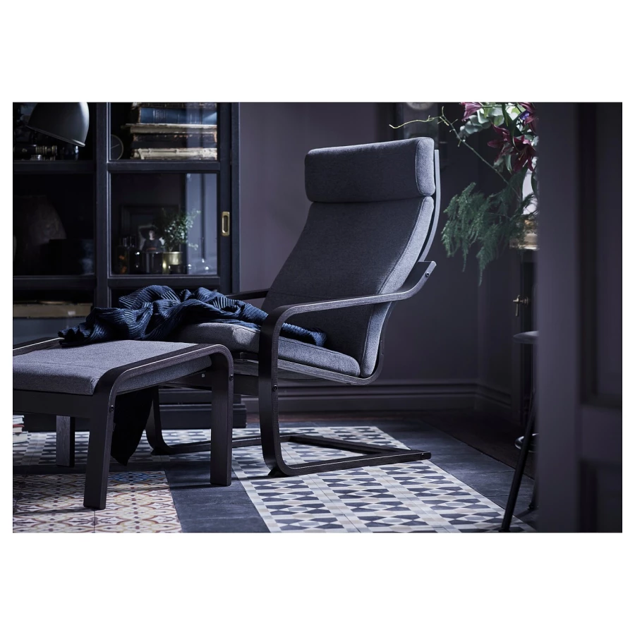 Кресло - IKEA POÄNG/POANG/ПОЭНГ ИКЕА, 68х82х100 см, тёмно-серый (изображение №4)