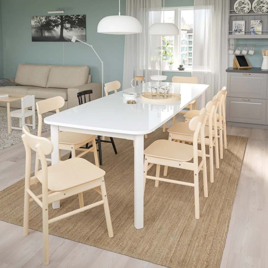 Раздвижной обеденный стол - IKEA STRANDTORP, 150/260х95х75 см, СТРАНДТОРП ИКЕА, белый (изображение №2)