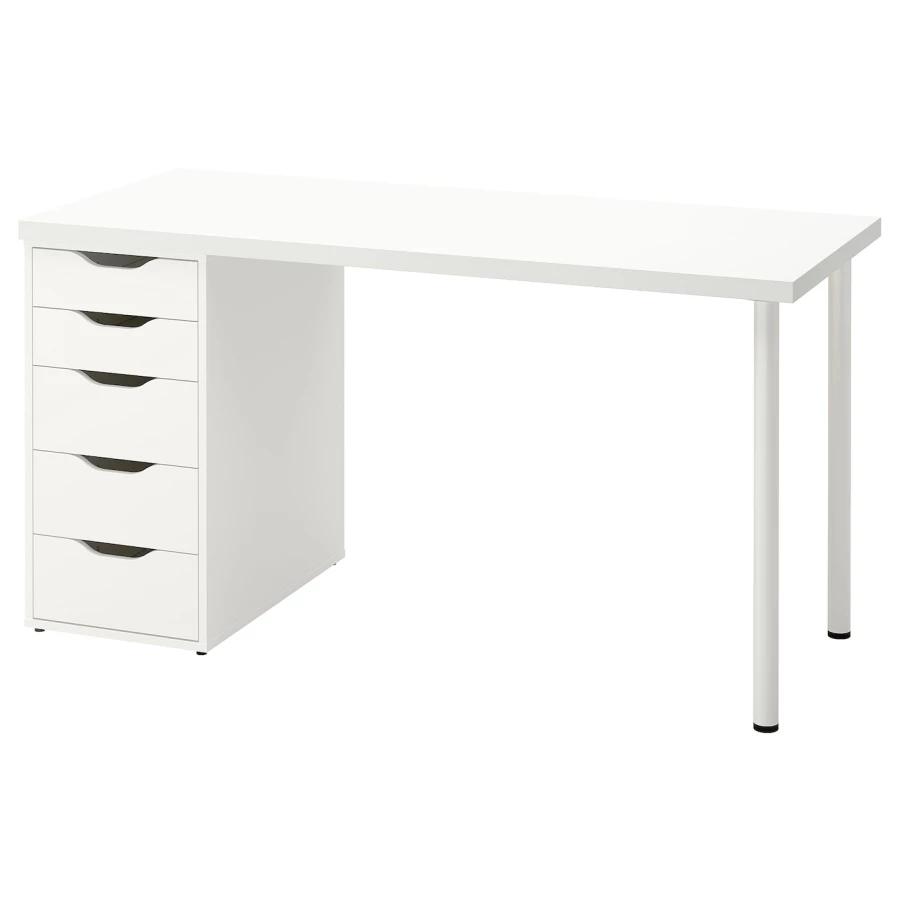 Письменный стол с ящиком - IKEA LAGKAPTEN/ALEX, 140x60 см, белый, АЛЕКС/ЛАГКАПТЕН ИКЕА (изображение №1)