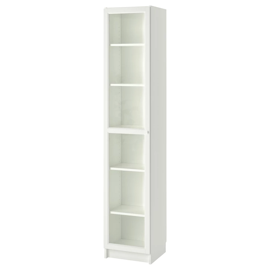Книжный шкаф со стеклянной дверью - BILLY/OXBERG IKЕA/БИЛЛИ/ОКСБЕРГ ИКЕА, 40х42х202 см, белый (изображение №1)