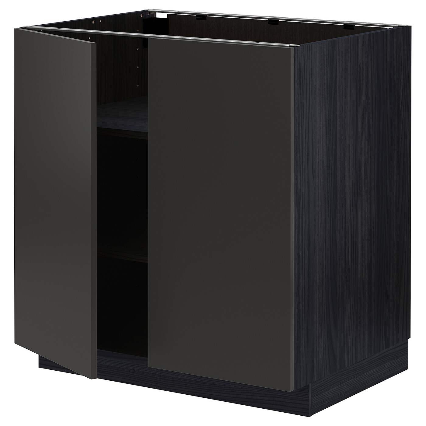 Напольный кухонный шкаф  - IKEA METOD, 88x62x80см, черный, МЕТОД ИКЕА