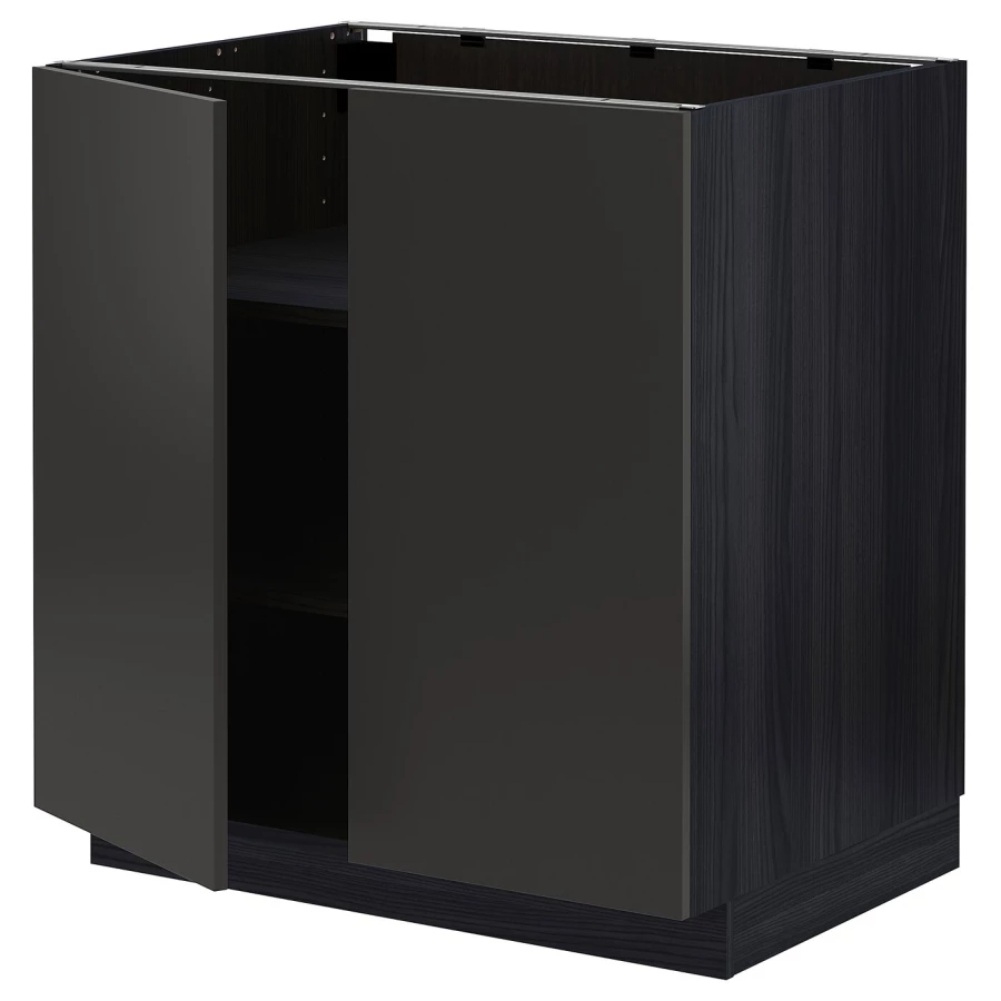 Напольный кухонный шкаф  - IKEA METOD, 88x62x80см, черный, МЕТОД ИКЕА (изображение №1)