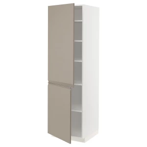 Высокий шкаф - IKEA METOD/МЕТОД ИКЕА, 200х60х60 см, белый/бежевый