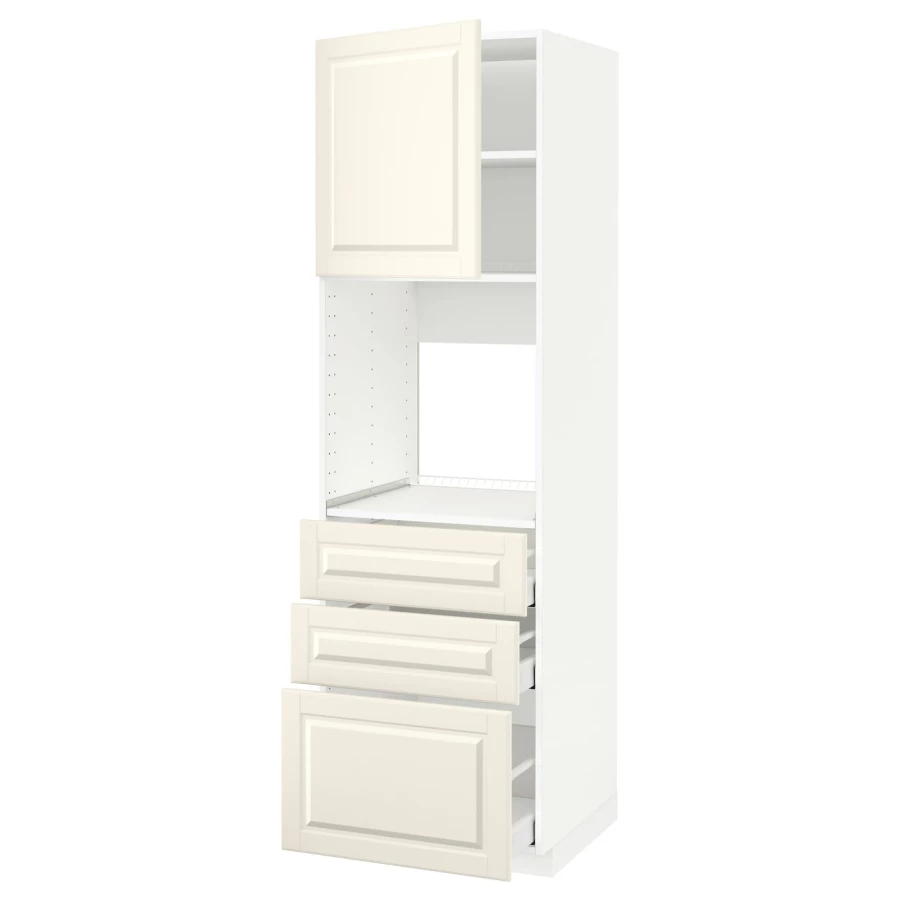 Высокий шкаф с ящиками - IKEA METOD/MAXIMERA/МЕТОД/МАКСИМЕРА ИКЕА, 200х60х60 см, белый/кремовый (изображение №1)