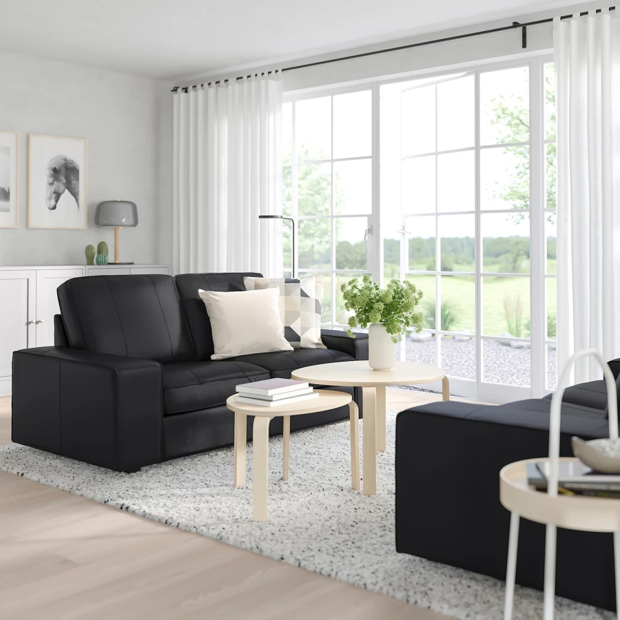 2-местный диван - IKEA KIVIK, 190х95х83 см, черный, кожа, КИВИК ИКЕА (изображение №2)