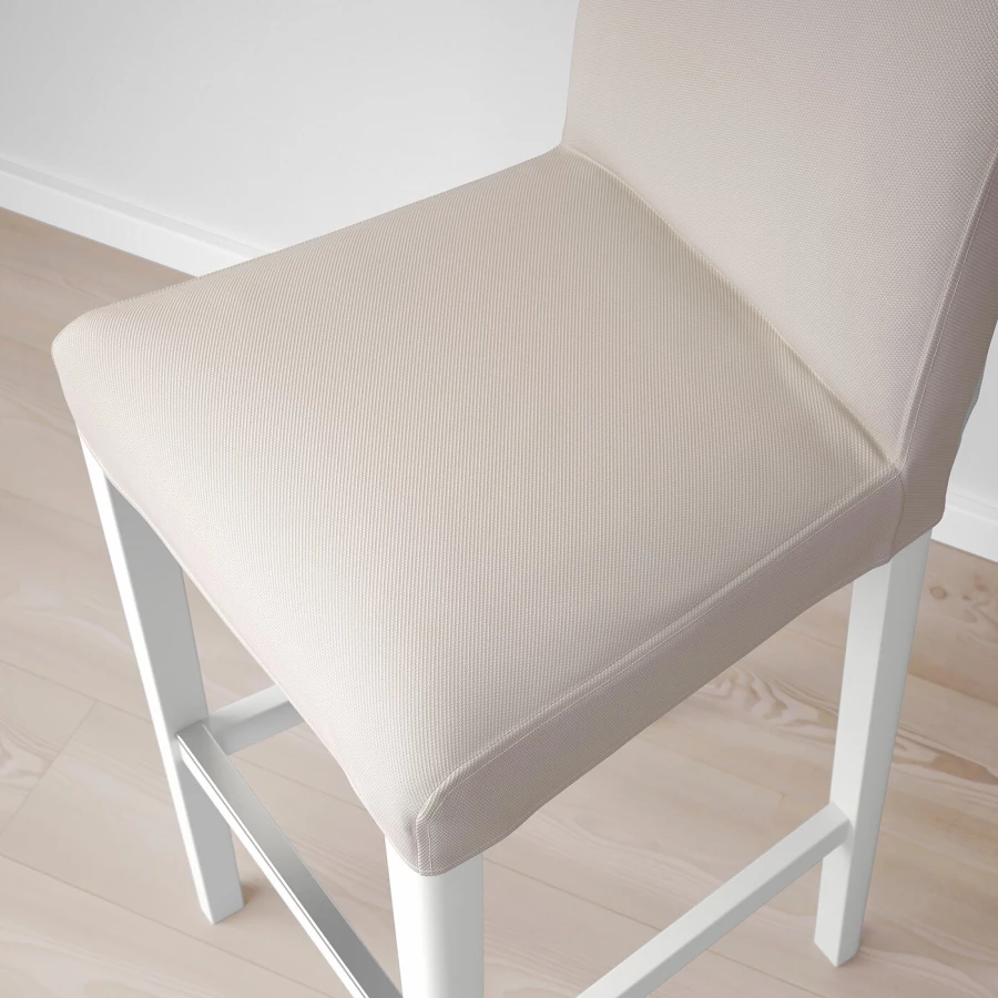 Барный стул со спинкой - BERGMUND IKEA/БЕРГМУНД ИКЕА, 110х45х49 см, бежевый (изображение №6)