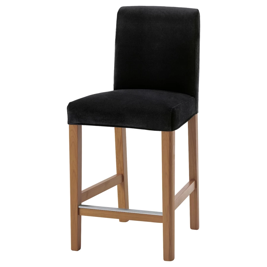 Барный стул со спинкой - BERGMUND IKEA/БЕРГМУНД ИКЕА, 97х45х48см, черный (изображение №1)