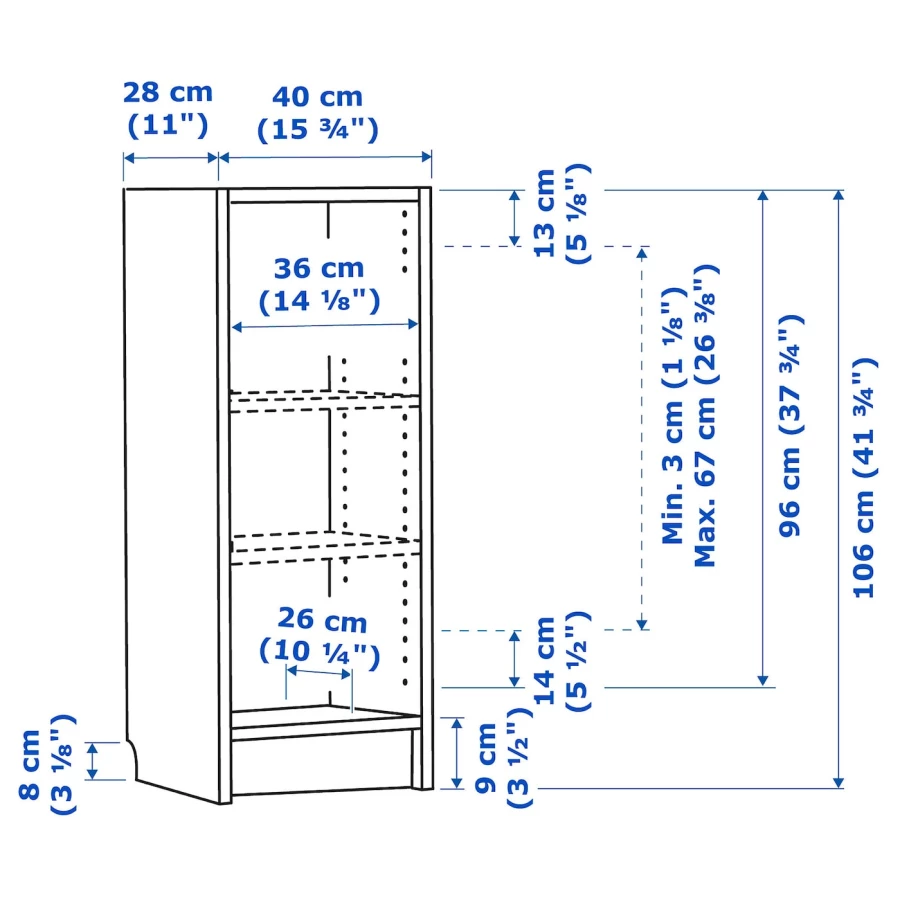 Книжный шкаф -  BILLY IKEA/ БИЛЛИ ИКЕА, 40х28х106 см,  под беленый дуб (изображение №7)