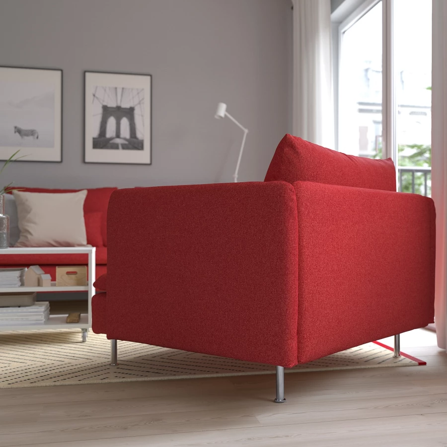 Кресло - IKEA SÖDERHAMN/SDERHAMN/СЁДЕРХАМН ИКЕА, 105х99х83 см, красный (изображение №5)