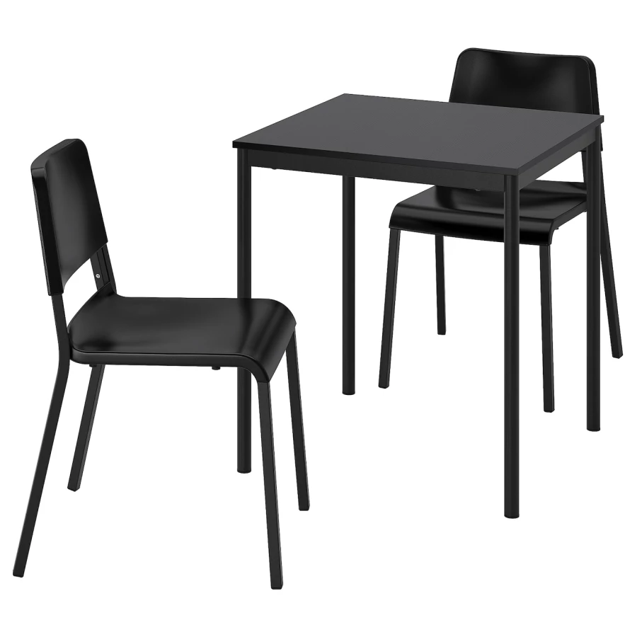 Стол и 2 стула - IKEA SANDSBERG/TEODORES, 67х73х67 см, черный, САНДСБЕРГ/ТЕОДОРЕС ИКЕА (изображение №1)