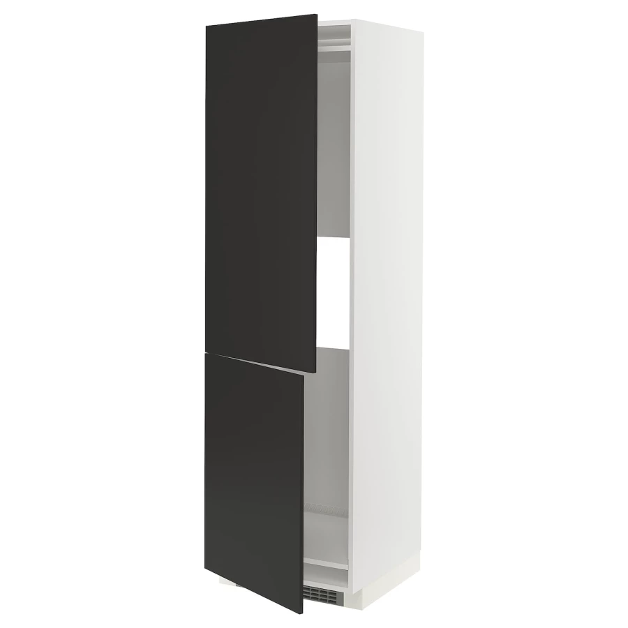 Высокий кухонный шкаф - IKEA METOD/МЕТОД ИКЕА, 200х60х60 см, белый/черный (изображение №1)