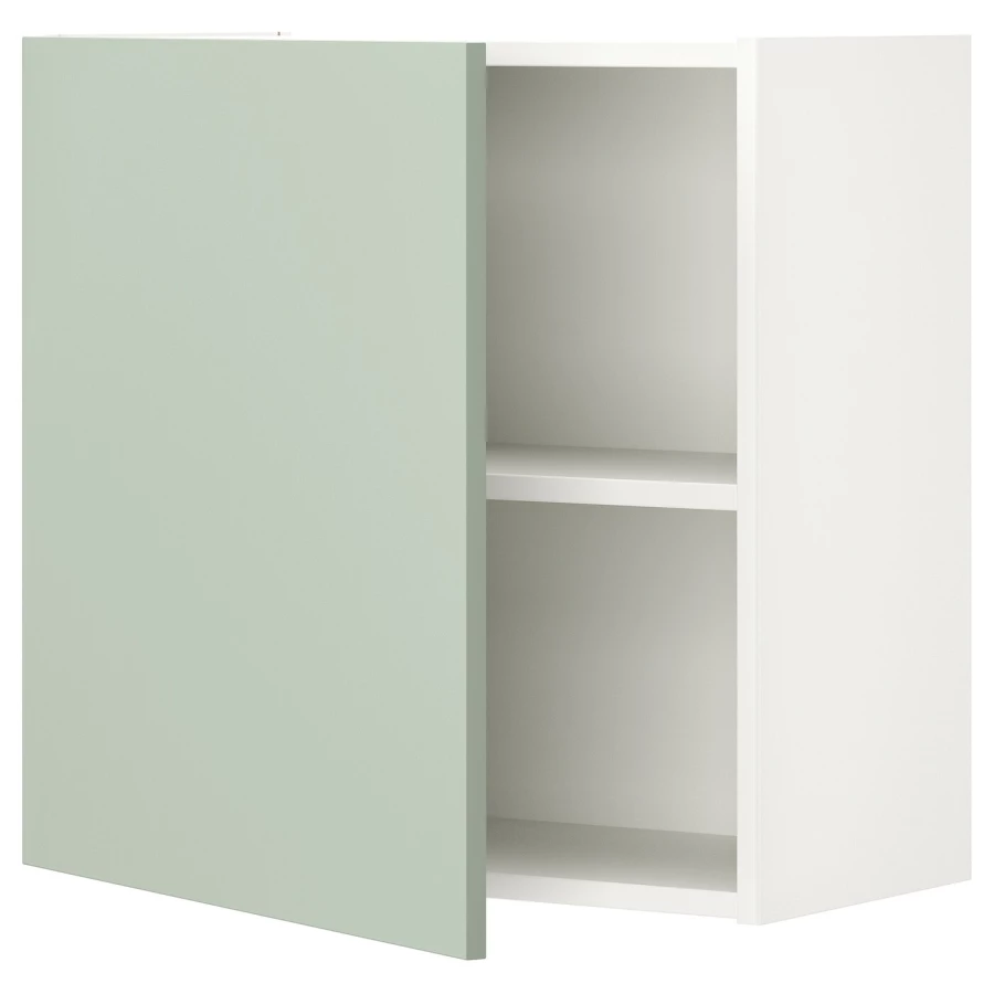 Навесной шкаф 1 полка/дверь - IKEA ENHET/ЭНХЕТ ИКЕА, 60х32х60 см, белый/зеленый (изображение №1)