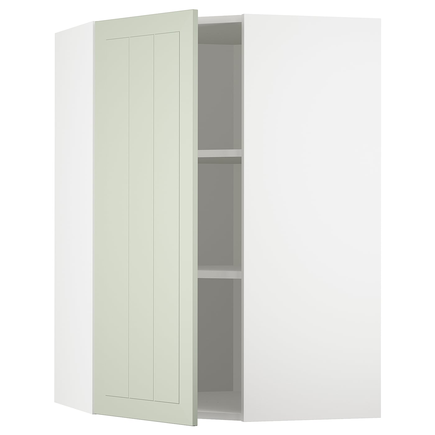 Угловой навесной шкаф с полками - METOD  IKEA/  МЕТОД ИКЕА, 100х68 см, белый/светло-зеленый