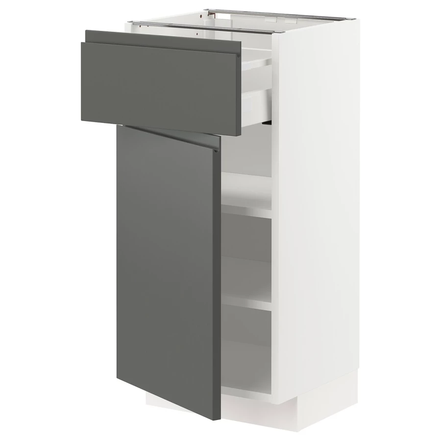 Напольный кухонный шкаф - IKEA METOD MAXIMERA 88x39x40см, белый/серый, МЕТОД МАКСИМЕРА ИКЕА (изображение №1)