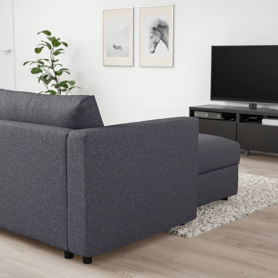 Кресло-кровать - IKEA VIMLE, 111х164х83 см, серый, ВИМЛЕ ИКЕА (изображение №3)