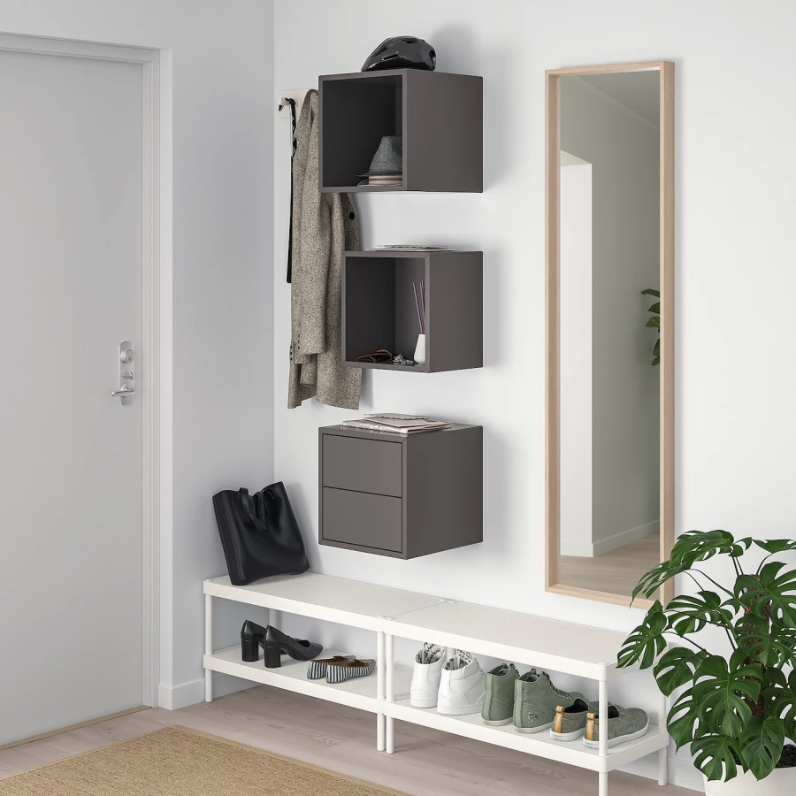 Комбинация навесных шкафов - IKEA EKET, 105x35x70 см, темно-серый, ЭКЕТ ИКЕА (изображение №2)
