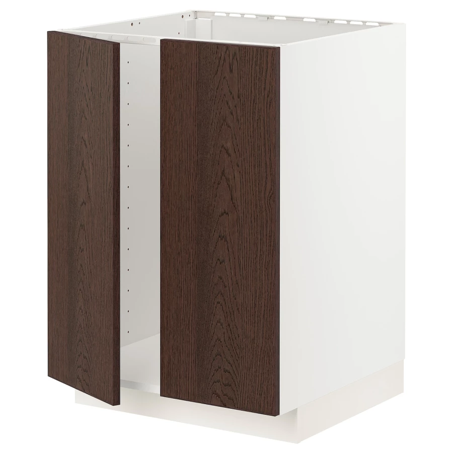 Шкаф под раковину/2 дверцы - METOD IKEA/ МЕТОД ИКЕА, 88х60  см. белый/коричневый (изображение №1)