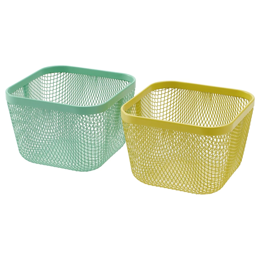 Корзина для продуктов IKEA 365+/ ИКЕА  365+, 14х14х10 см, желтый/зеленый (изображение №1)