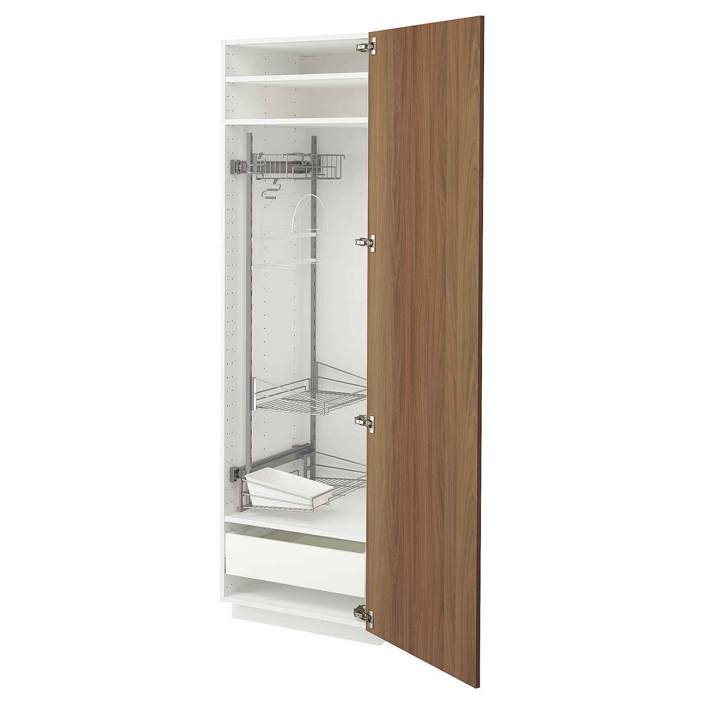 Высокий кухонный шкаф/бытовой - IKEA METOD/MAXIMERA/МЕТОД/МАКСИМЕРА ИКЕА, 200х60х60 см, белый/коричневый