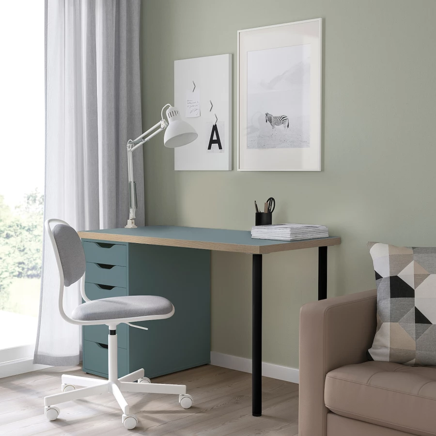 Письменный стол с ящиками - IKEA LAGKAPTEN/ALEX/ЛАГКАПТЕН/АЛЕКС ИКЕА, 120х60 см, серый/черный (изображение №5)