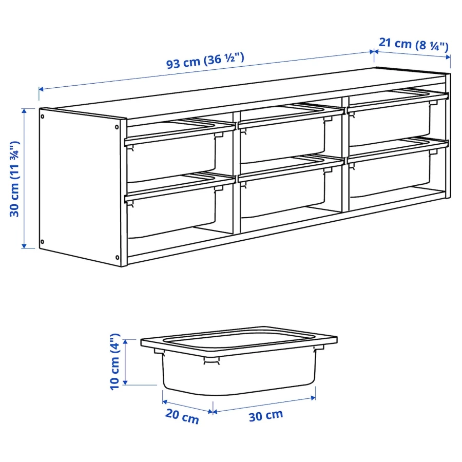 Шкаф- TROFAST IKEA/ТРУФАСТ ИКЕА, 93х30 см, под беленый дуб (изображение №5)