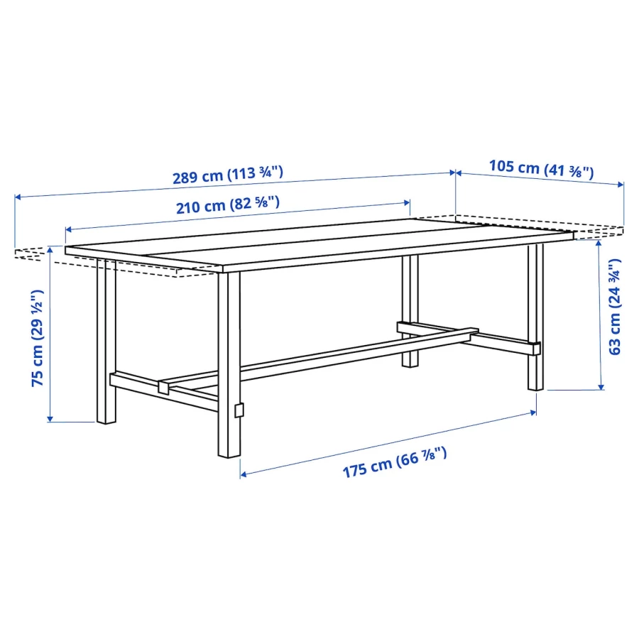 Раздвижной обеденный стол - IKEA NORDVIKEN/НОРДВКЕН ИКЕА, 75х210/289х105 см, белый (изображение №5)
