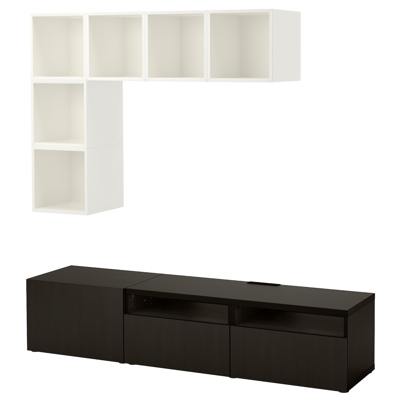 Комплект мебели д/гостиной  - IKEA BESTÅ/BESTA EKET, 180x42x170см, белый/темно-коричневый, БЕСТО ЭКЕТ ИКЕА