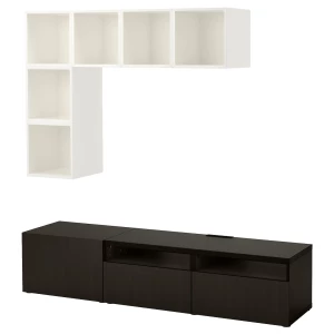 Комплект мебели д/гостиной - IKEA BESTÅ/BESTA EKET, 180x42x170см, белый/темно-коричневый, БЕСТО ЭКЕТ ИКЕА