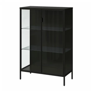 Шкаф со стеклянными дверцами - RUDSTA IKEA/ РУДСТА ИКЕА, 80x37x120 см, черный/прозрачный