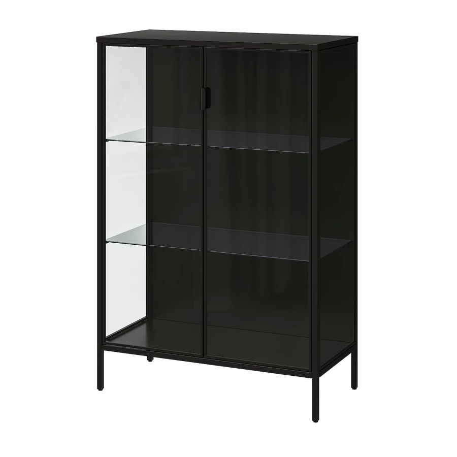 Шкаф со стеклянными дверцами  - RUDSTA IKEA/ РУДСТА ИКЕА, 80x37x120 см, черный/прозрачный (изображение №1)