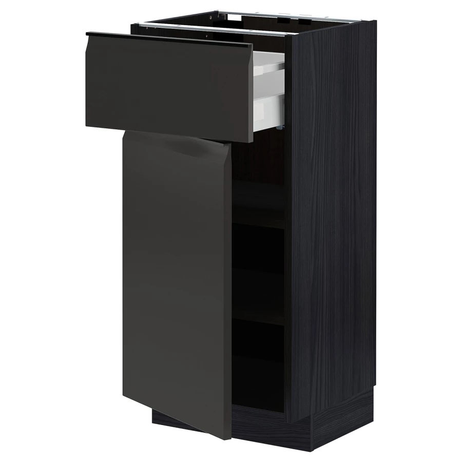 Напольный кухонный шкаф  - IKEA METOD MAXIMERA, 88x39x40см, черный, МЕТОД МАКСИМЕРА ИКЕА (изображение №1)
