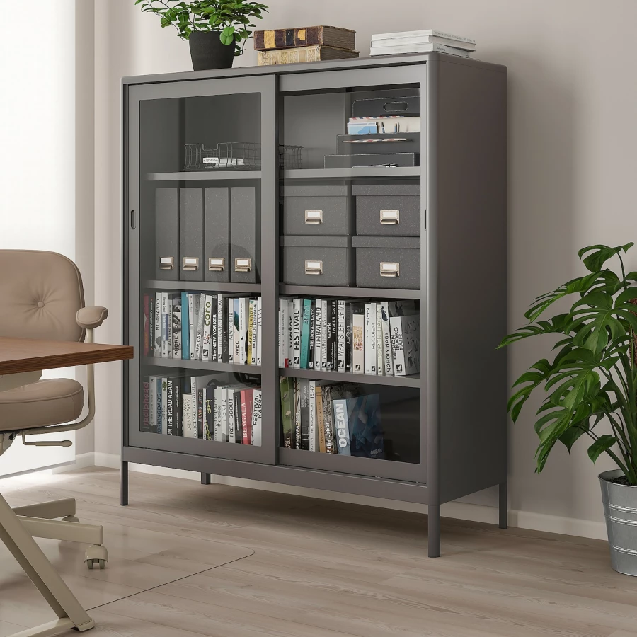 Офисный шкаф - IKEA IDÅSEN/IDASEN, темно-серый, 120х45х140 см, ИДОСЕН ИКЕА (изображение №2)