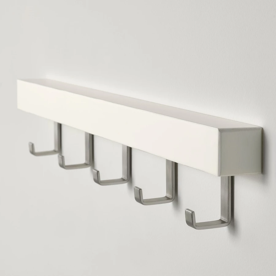Вешалка настенная - IKEA TJUSIG/ЧУГИС ИКЕА, 8х60 см, белый (изображение №4)