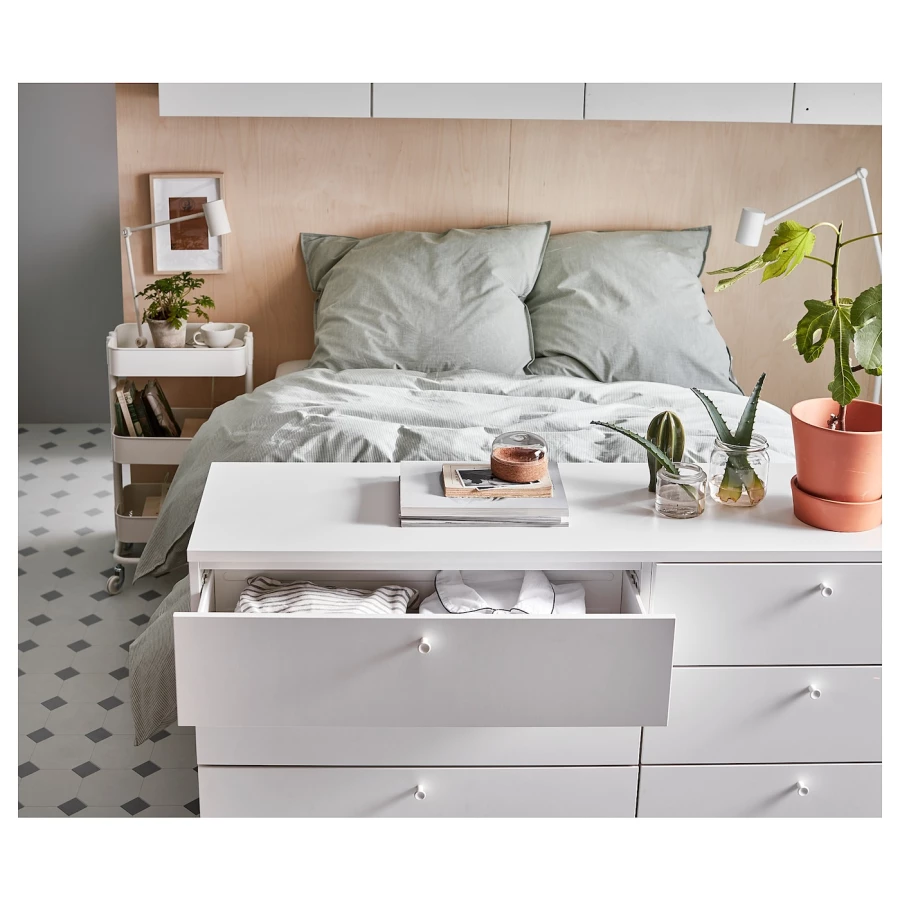Каркас кровати с 10 ящиками - IKEA PLATSA, 200х140 см, белый, ПЛАТСА ИКЕА (изображение №5)