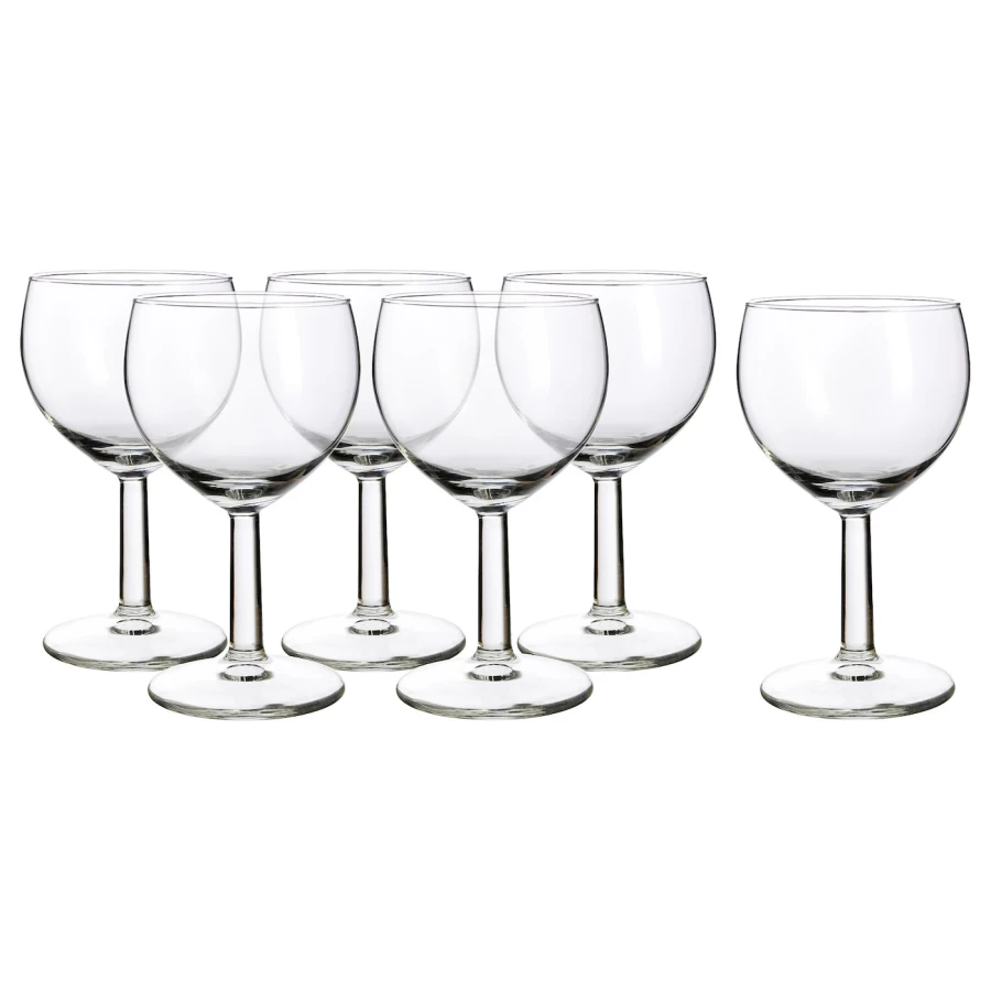 Набор бокалов бля вина, 6 шт. - IKEA FÖRSIKTIGT/FORSIKTIGT, 160 мл, прозрачное стекло, ФЕРСИКТИГТ ИКЕА (изображение №1)