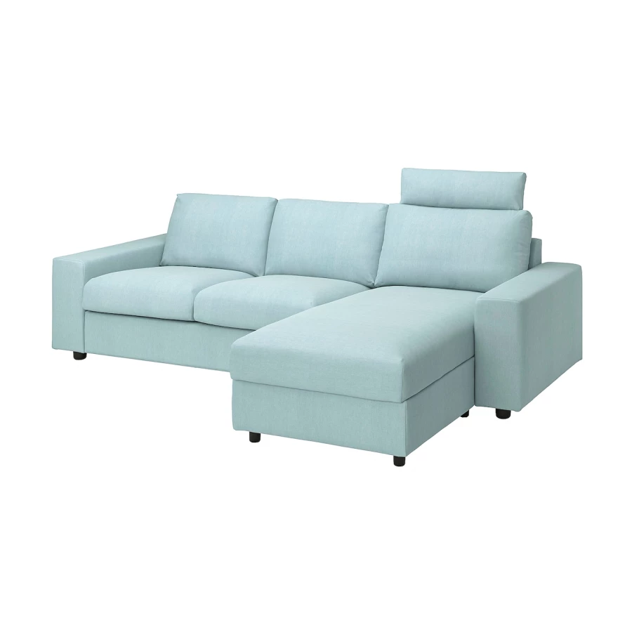 Чехол на 3-местный диван - IKEA VIMLE/ВИМЛЕ ИКЕА, 222х103 см, голубой (изображение №1)