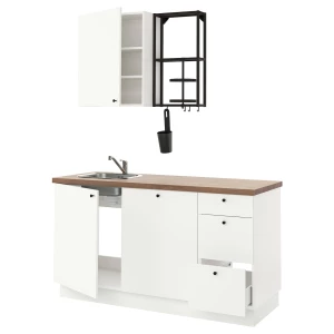 Кухонная комбинация для хранения - ENHET IKEA/ ЭНХЕТ ИКЕА, 163х63,5х222 см, белый/бежевый