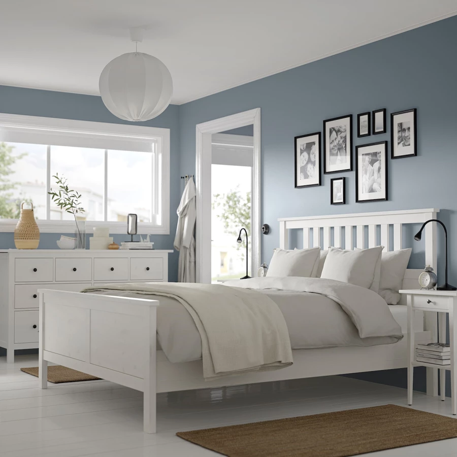 Комбинация мебели для спальни - IKEA HEMNES, 200x160см, белый, ХЕМНЭС ИКЕА (изображение №2)