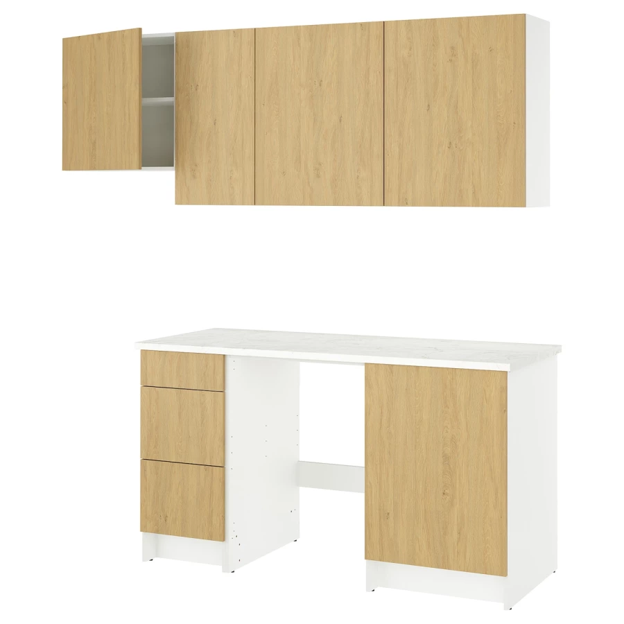 Комбинация кухонная прямая - KNOXHULT IKEA/ КНОКСХУЛЬТ ИКЕА, белый/под беленный дуб (изображение №1)