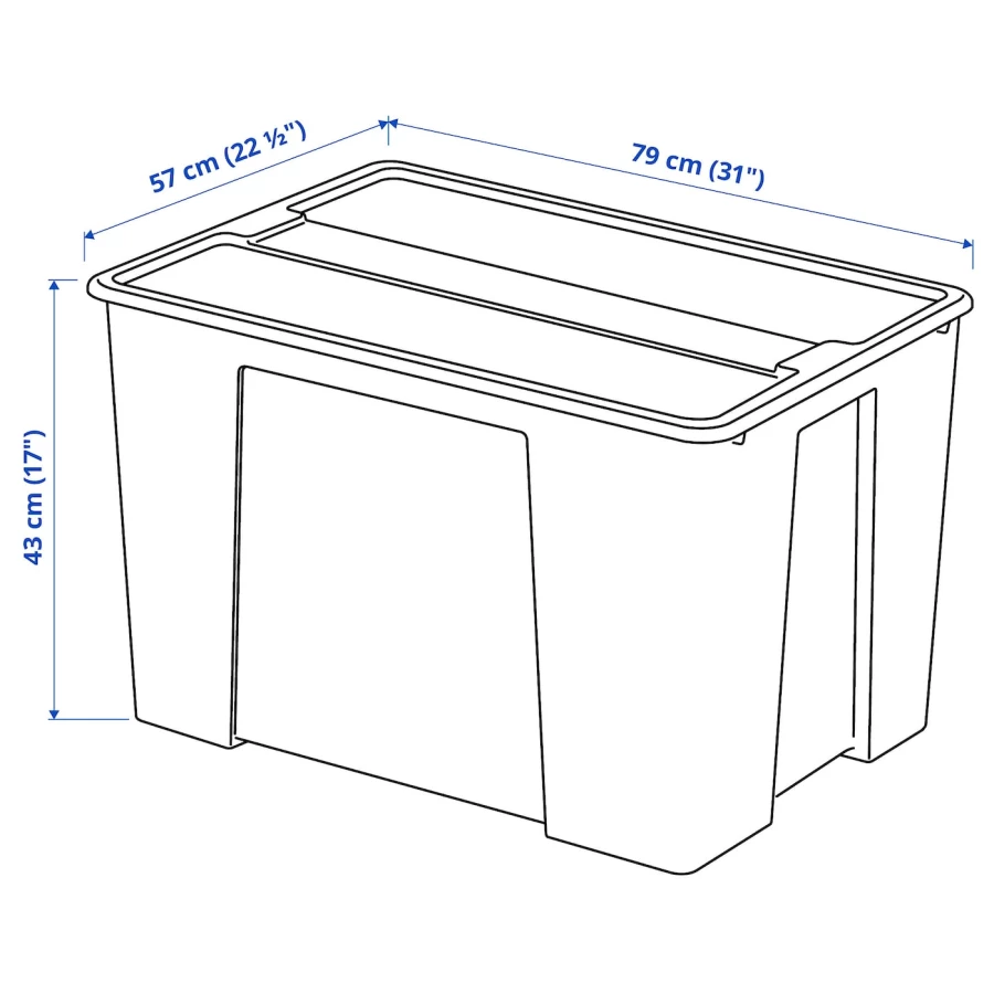 Контейнер с крышкой - IKEA SAMLA / САМЛА ИКЕА, 79x57x43 см, прозрачный (изображение №6)