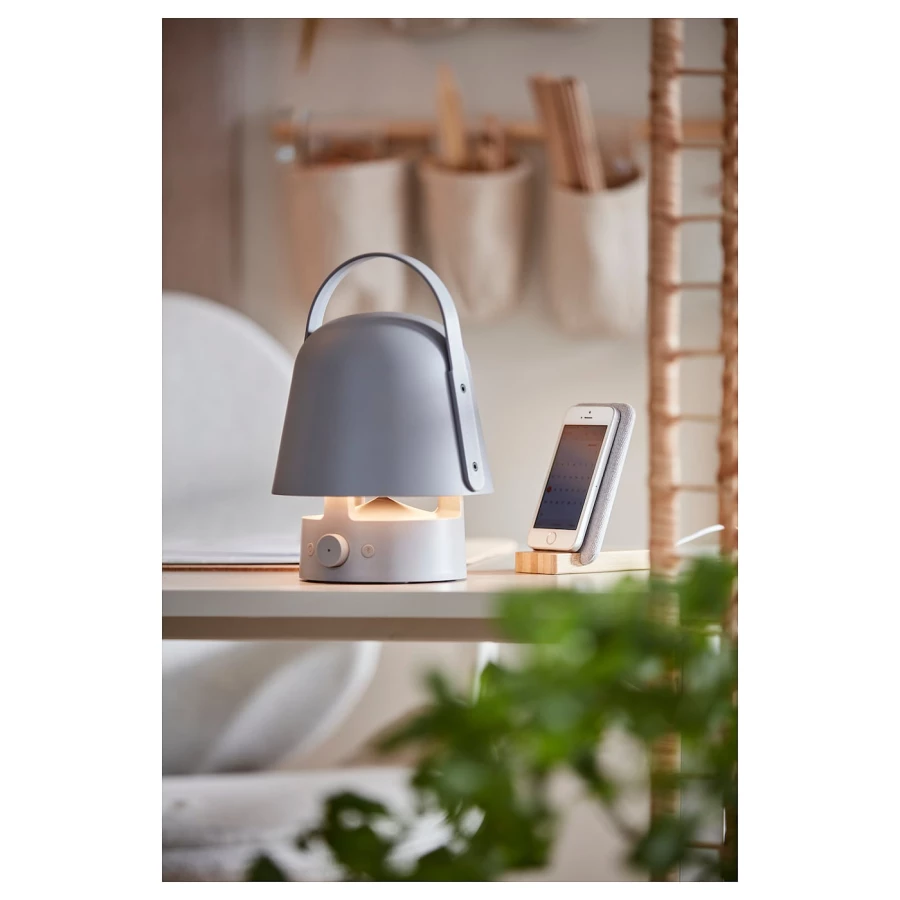 Лампа Bluetooth-колонка - IKEA VAPPEBY, 17х25 см, серый, ВАППЕБИ ИКЕА (изображение №5)
