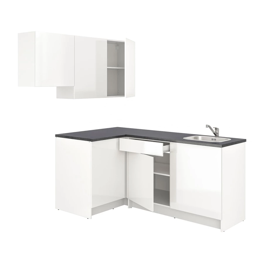 Угловая кухня -  KNOXHULT IKEA/ КНОКСХУЛЬТ ИКЕА, 220х183 см, белый (изображение №1)