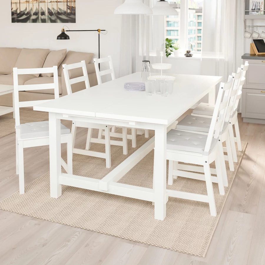 Раздвижной обеденный стол - IKEA NORDVIKEN/НОРДВКЕН ИКЕА, 75х210/289х105 см, белый (изображение №2)