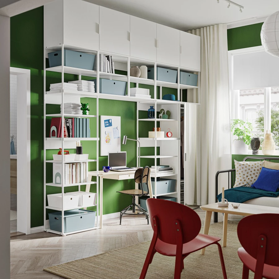 Шкаф 6-дверный с зеркалом - IKEA PLATSA/ПЛАТСА ИКЕА, 42х300х301 см, белый (изображение №2)