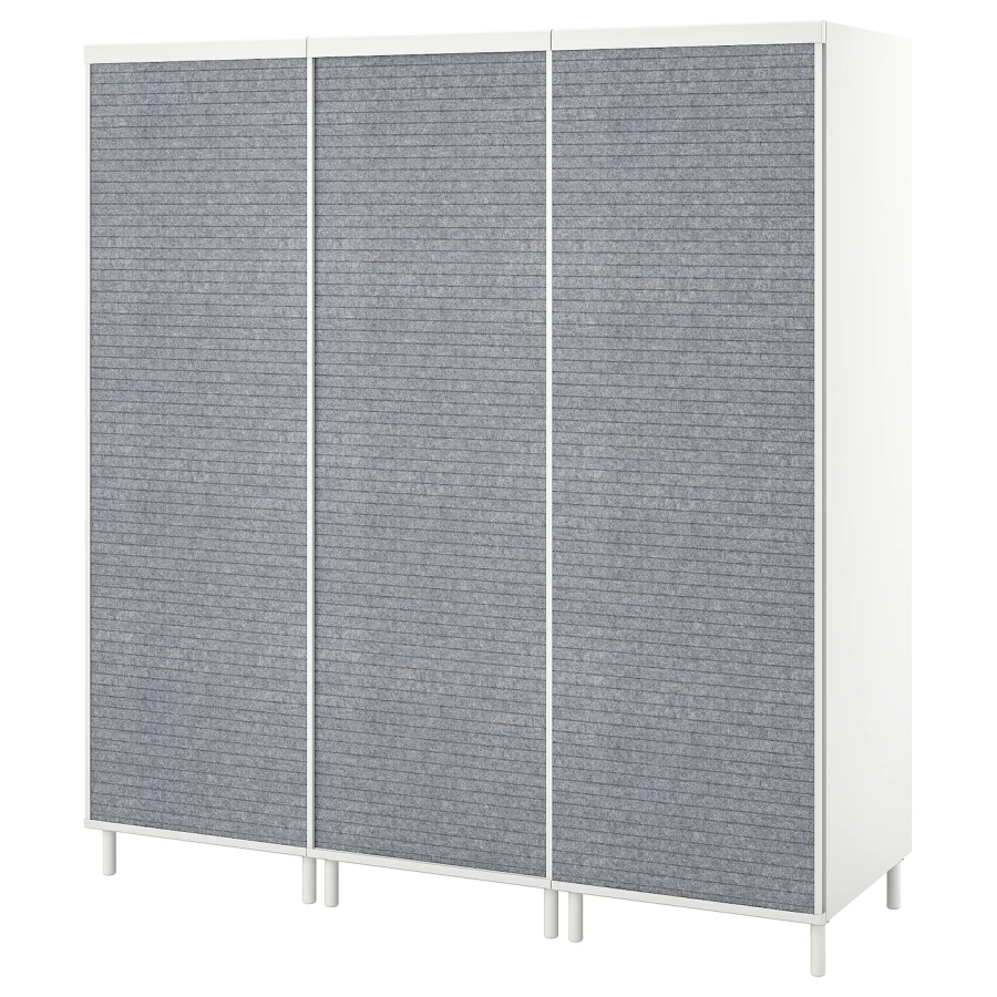 Шкаф 3-мя раздвижными дверцами - IKEA PLATSA/ПЛАТСА ИКЕА, 180х191,1х56,7 см, белый/темно-серый (изображение №1)