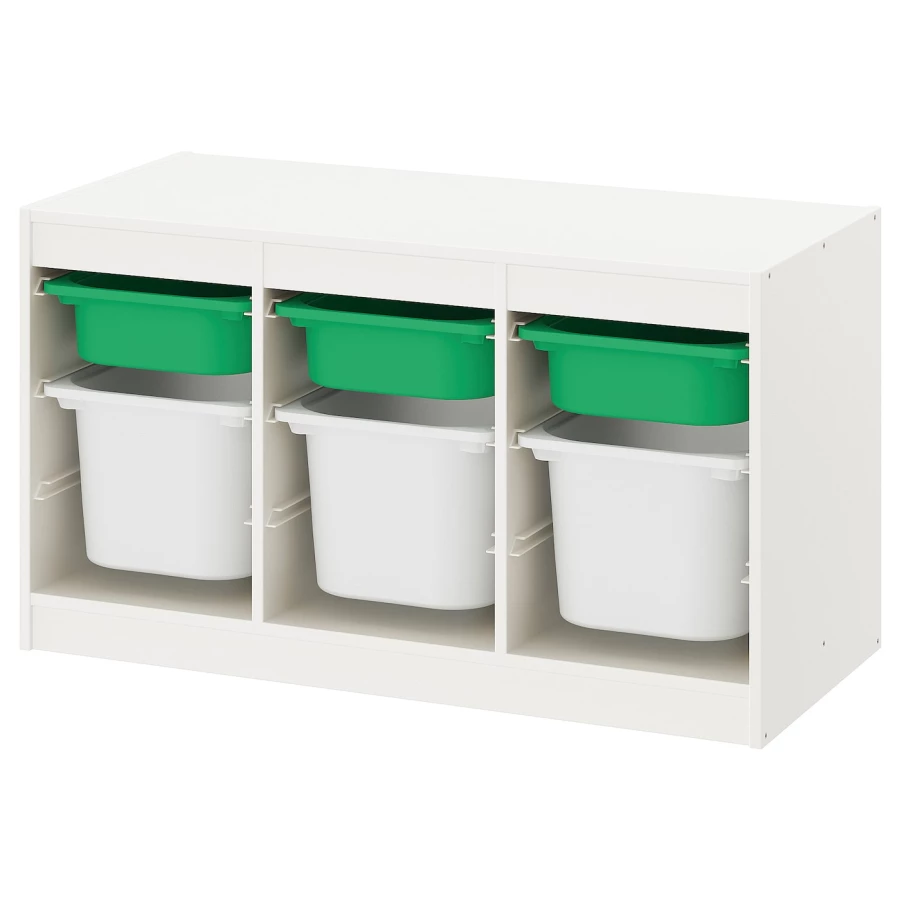 Стеллаж - IKEA TROFAST, 99х44х56 см, белый/зеленый, ТРУФАСТ ИКЕА (изображение №1)