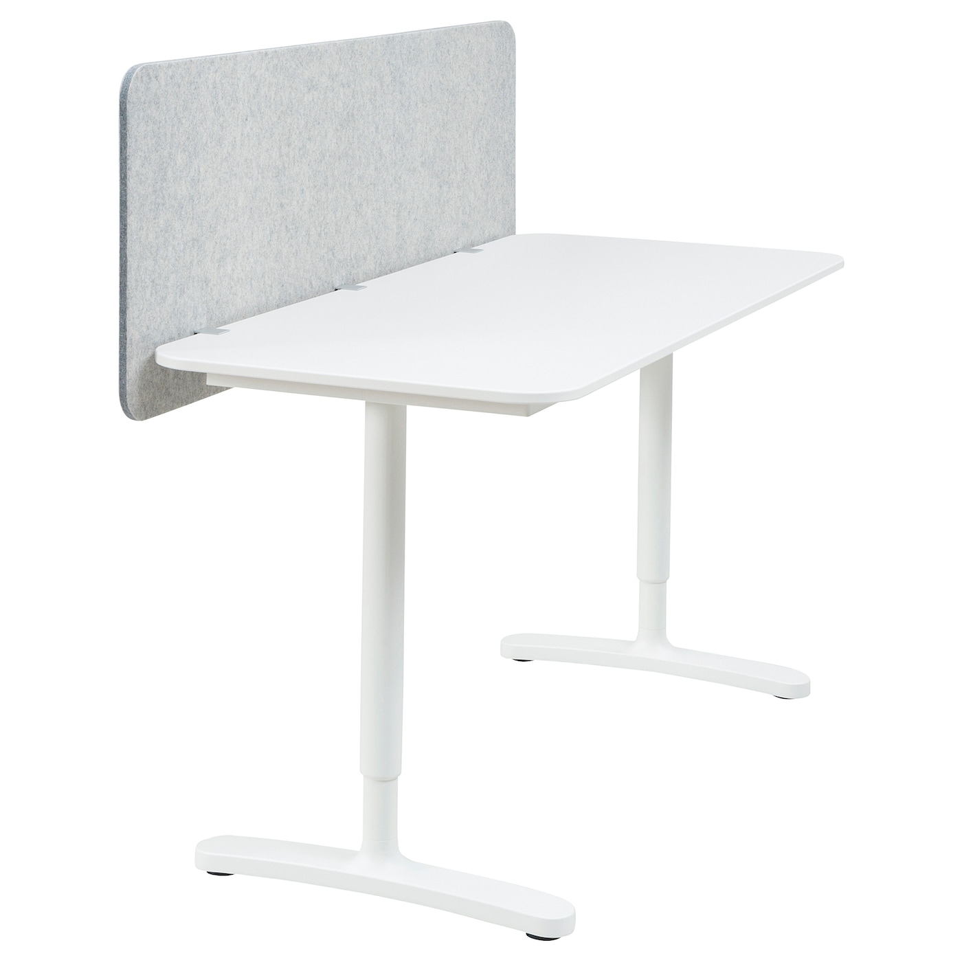 Письменный стол с экраном - IKEA BEKANT, 140х60х48 , серый/белый, БЕКАНТ ИКЕА